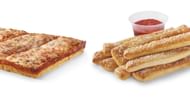 Detroit-Style Deep Dish pizza deal at $10 with Detroit-Style Deep Dish Pepperoni/Cheese Pizza, Crazy Bread, and Crazy Sauce (Image via Little Caesars)